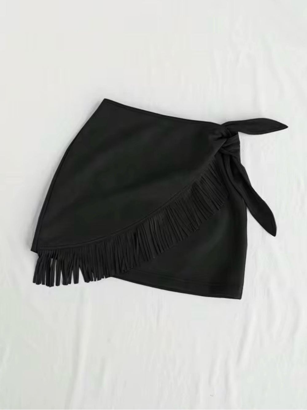 SHEIN Soleia High-Waisted Faux Suede Fringe Tassel Bowknot Mini Skirt Medium